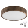 Brilagi - LED Plafondlamp CARVALHO 3xE27/60W/230V eiken walnoot pr. 47 cm