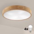Brilagi - LED-plafondlamp CARVALHO 4xE27/60W/230V eiken Ø 57,5 cm
