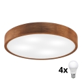 Brilagi - LED Plafondlamp CARVALHO 4xE27/60W/230V in eiken-kers hout, ø 57,5 cm