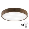 Brilagi - LED Plafondlamp CARVALHO 4xE27/60W/230V walnoot 57,5 cm