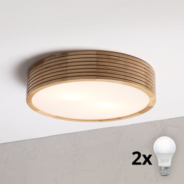 Brilagi - LED plafondlamp CARVALHO MODERN 2xE27/60W/230V Ø 37,5 cm eik