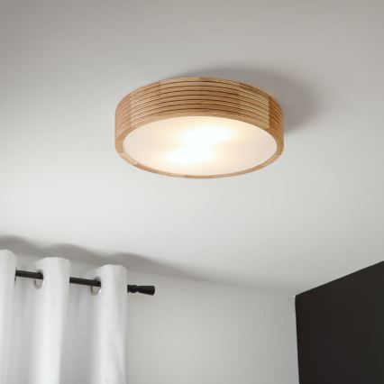Brilagi - LED plafondlamp CARVALHO MODERN 2xE27/60W/230V Ø 37,5 cm eik