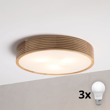Brilagi - LED-plafondlamp CARVALHO MODERN 3xE27/60W/230V Ø 47,5 cm eik