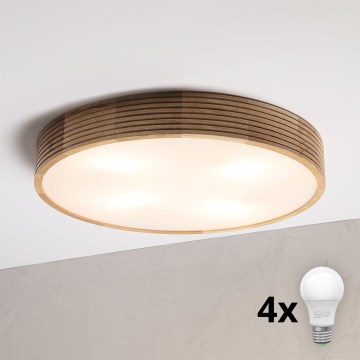 Brilagi - LED plafondlamp CARVALHO MODERN 4xE27/60W/230V eiken Ø 57,5 cm