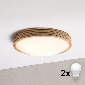 Brilagi - LED-plafondlamp CARVALHO MODERN SLIM 2xE27/60W/230V Ø 37,5 cm eiken