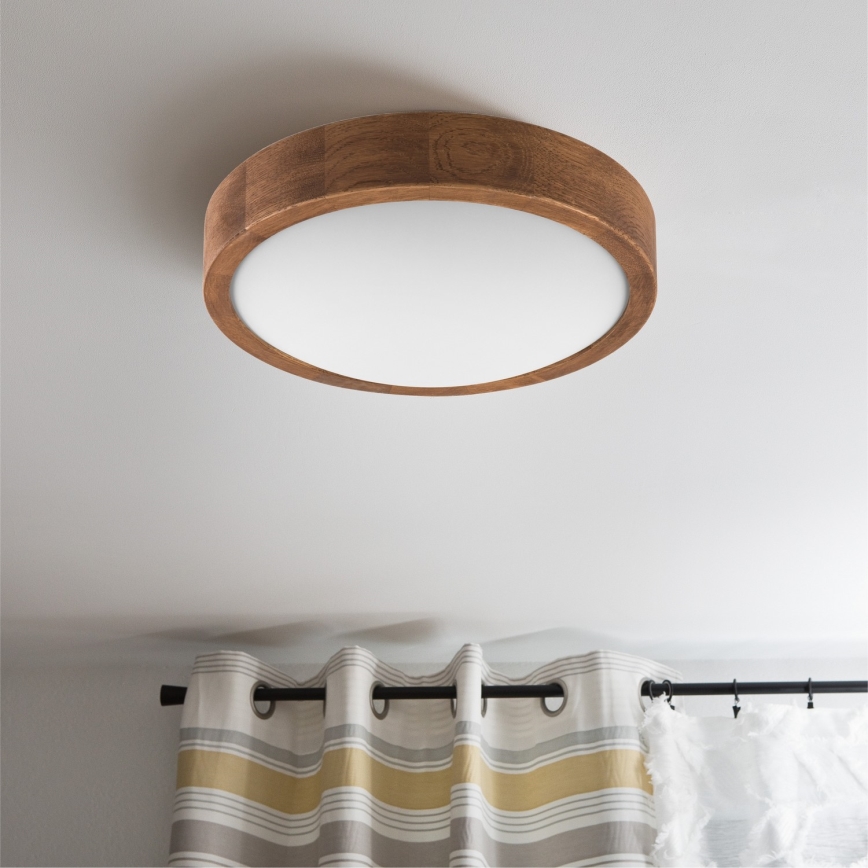 Brilagi - LED plafondlamp CARVALHO SLIM 1xE27/15W/230V eik/kers Ø 27 cm