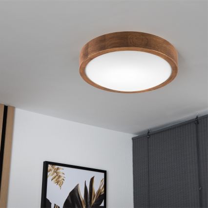 Brilagi - LED plafondlamp CARVALHO SLIM 1xE27/15W/230V eik/kers Ø 27 cm