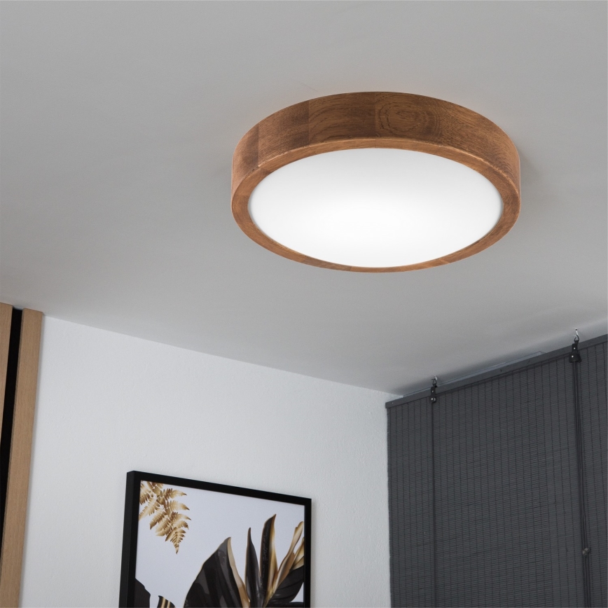 Brilagi - LED plafondlamp CARVALHO SLIM 1xE27/15W/230V eik/kers Ø 27 cm
