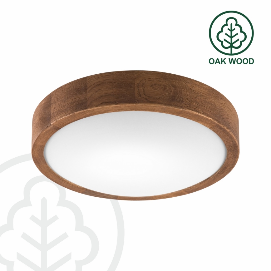 Brilagi - LED plafondlamp CARVALHO SLIM 1xE27/15W/230V eik/kers Ø 27 cm