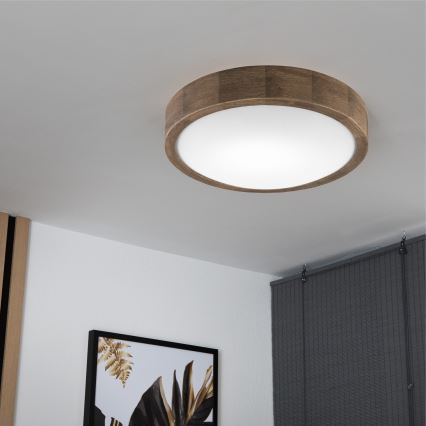 Brilagi - LED plafondlamp CARVALHO SLIM 1xE27/15W/230V eiken/walnoot Ø 27 cm