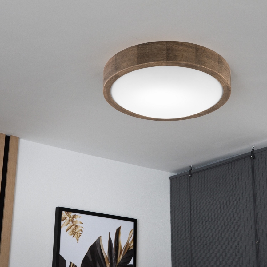Brilagi - LED plafondlamp CARVALHO SLIM 1xE27/15W/230V eiken/walnoot Ø 27 cm