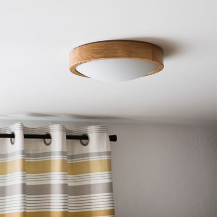 Brilagi - LED plafondlamp CARVALHO SLIM 1xE27/15W/230V eiken Ø 27 cm