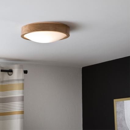 Brilagi - LED plafondlamp CARVALHO SLIM 1xE27/15W/230V eiken Ø 27 cm