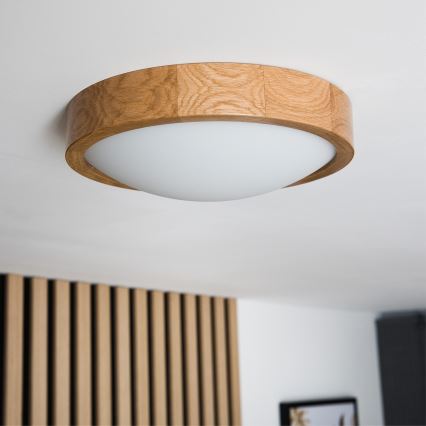 Brilagi - LED plafondlamp CARVALHO SLIM 1xE27/15W/230V eiken Ø 27 cm