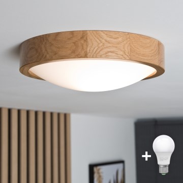 Brilagi - LED Plafondlamp CARVALHO SLIM 1xE27/60W/230V eiken diameter 27 cm