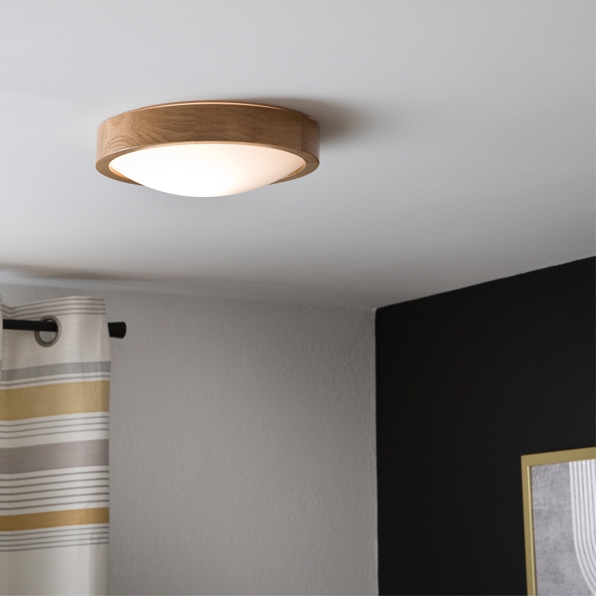 Brilagi - LED Plafondlamp CARVALHO SLIM 1xE27/60W/230V eiken diameter 27 cm