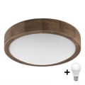 Brilagi - LED Plafondlamp CARVALHO SLIM 1xE27/60W/230V eiken walnoot Ø 27 cm