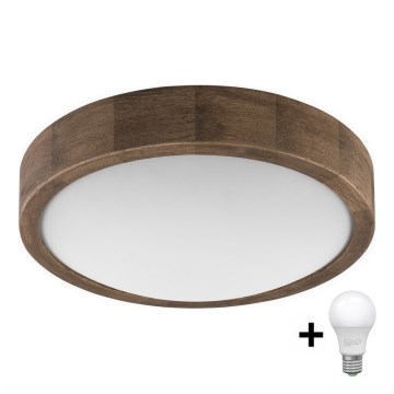 Brilagi - LED Plafondlamp CARVALHO SLIM 1xE27/60W/230V eiken walnoot Ø 27 cm