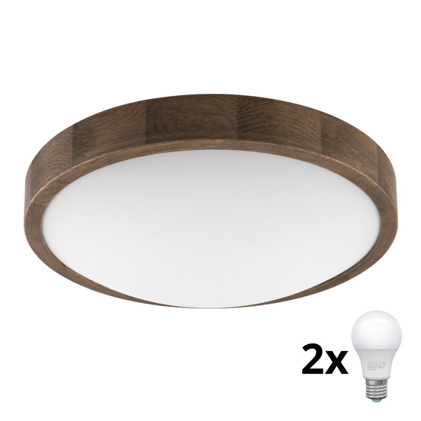 Brilagi - LED Plafondlamp CARVALHO SLIM 2xE27/60W/230V eiken diameter 37 cm