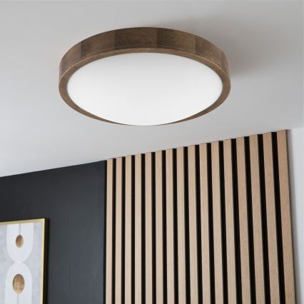 Brilagi - LED Plafondlamp CARVALHO SLIM 2xE27/60W/230V eiken diameter 37 cm
