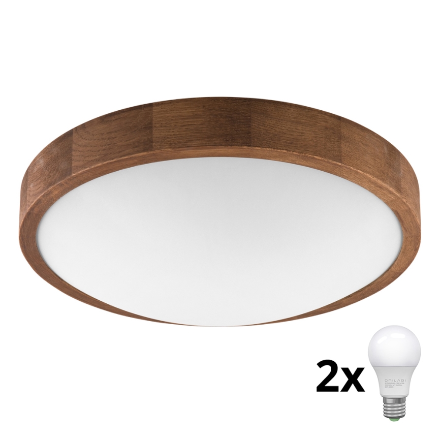 Brilagi - LED Plafondlamp CARVALHO SLIM 2xE27/60W/230V eiken kers diameter 37 cm