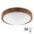 Brilagi - LED Plafondlamp CARVALHO SLIM 2xE27/60W/230V eiken kers Ø 37 cm