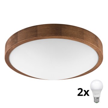 Brilagi - LED Plafondlamp CARVALHO SLIM 2xE27/60W/230V eiken kers Ø 37 cm