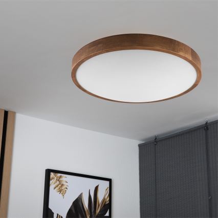 Brilagi - LED plafondlamp CARVALHO SLIM 3xE27/15W/230V eik/kers Ø 47 cm