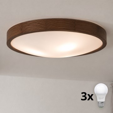 Brilagi - LED plafondlamp CARVALHO SLIM 3xE27/15W/230V eiken/walnoot Ø 47 cm