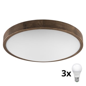 Brilagi - LED Plafondlamp CARVALHO SLIM 3xE27/60W/230V eiken walnoot Ø 47 cm