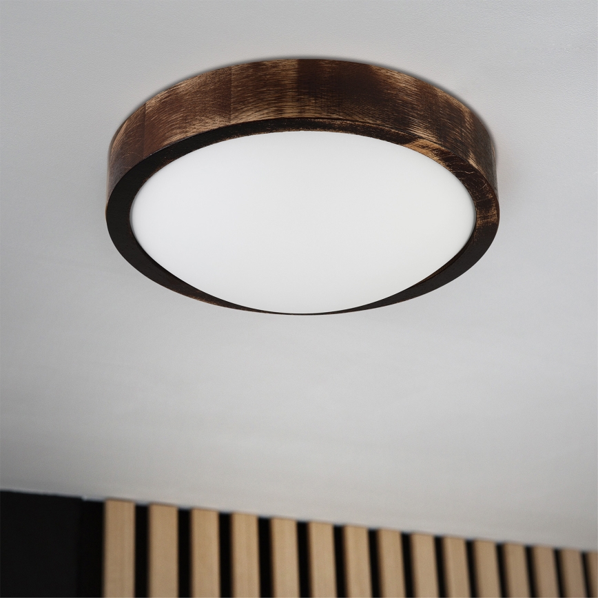 Brilagi - LED-plafondlamp CARVALHO SLIM SMOKEY LED/20W/230V eiken Ø 27,5 cm