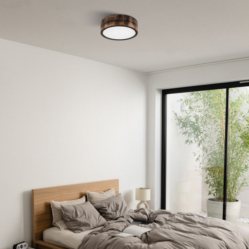 Brilagi - LED plafondlamp CARVALHO SMOKEY LED/20W/230V eiken Ø 27,5 cm