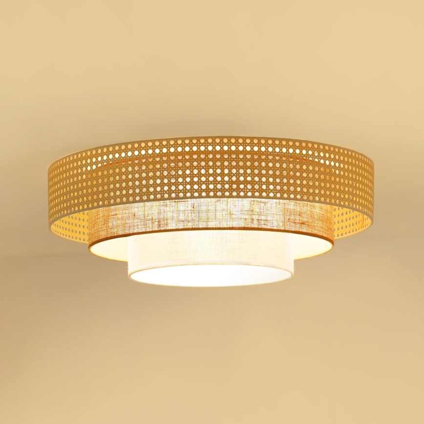 Brilagi - LED plafondlamp CEDAR LUNETA LED/26W/230V Ø 60 cm rotan/bruin/crème