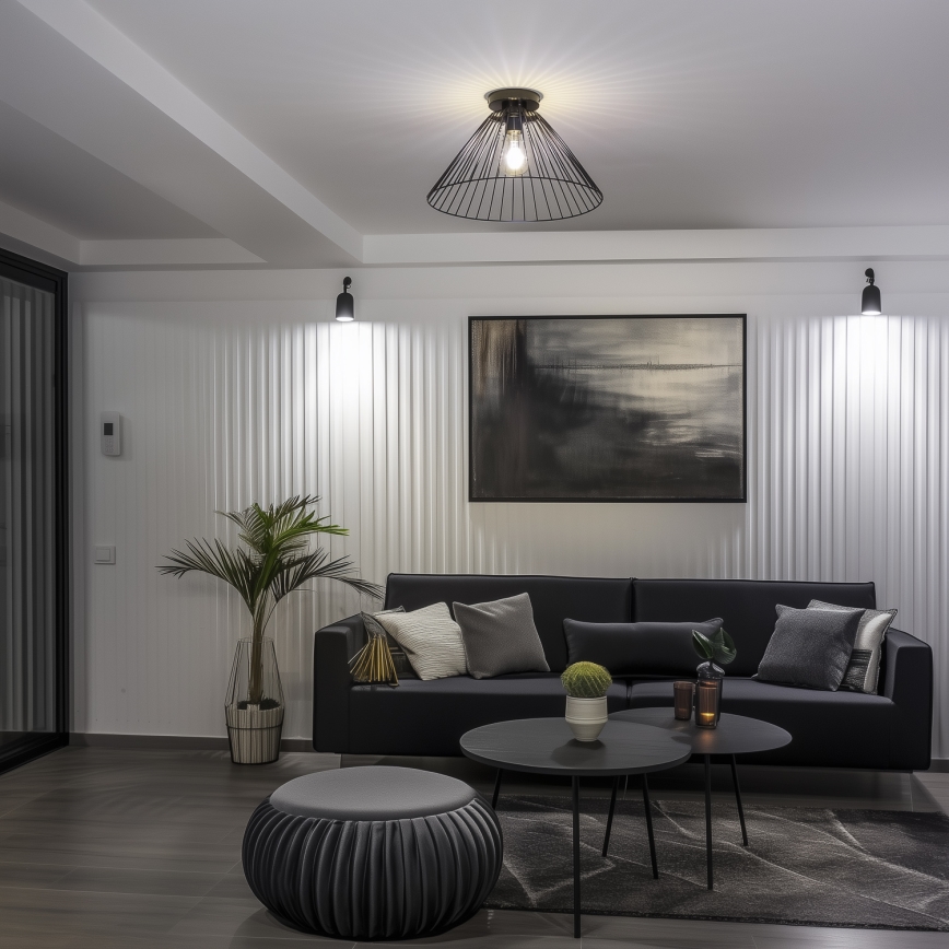 Brilagi - LED plafondlamp CERIA WIRE 1xE27/40W/230V Ø 45 cm zwart