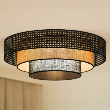 Brilagi - LED Plafondlamp DAKOTA LUNETA LED/12W/230V Ø 60 cm 3000K/4000K/6400K zwart/rotan