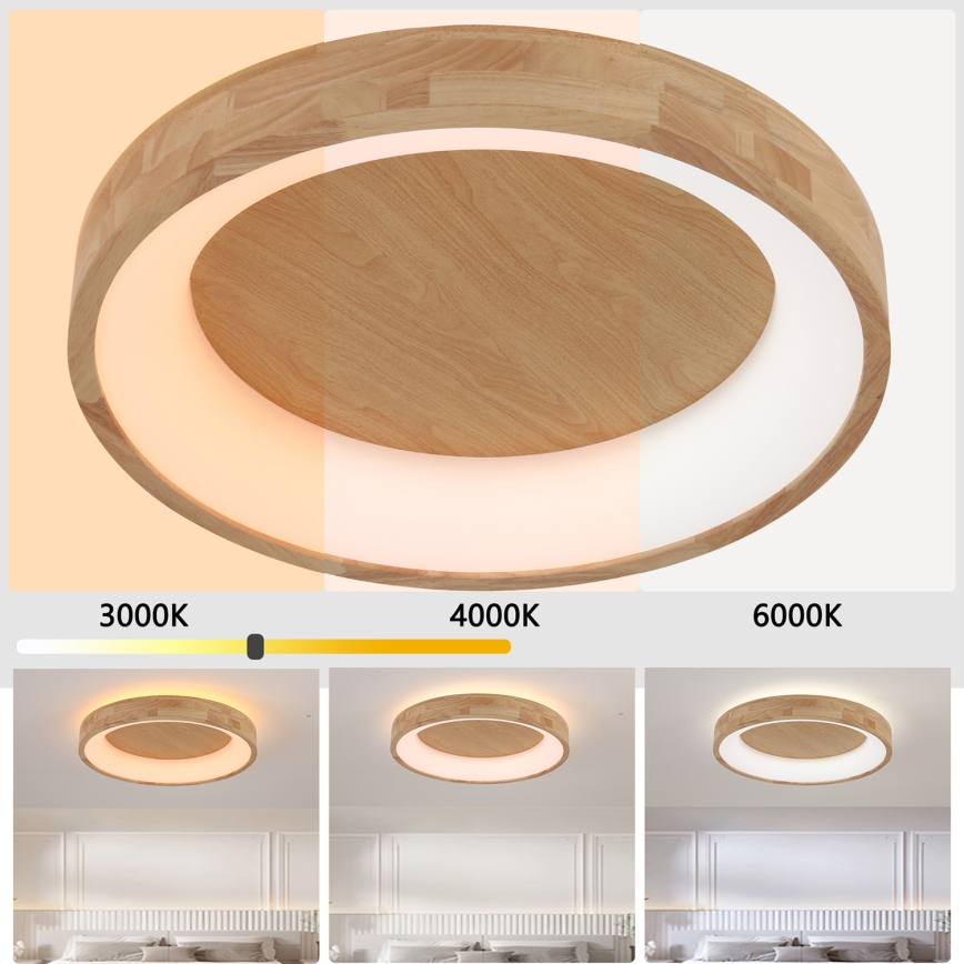 Brilagi - LED-plafondlamp FALCON WOOD LED/40W/230V 3000/4000/6000K Ø 60 cm hout