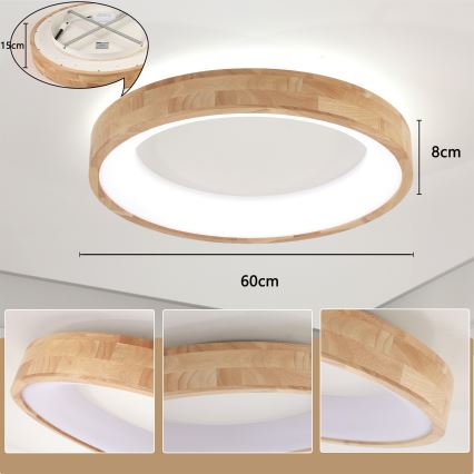 Brilagi - LED plafonnière FALCON WOOD LED/40W/230V 3000/4000/6000K Ø 60 cm hout