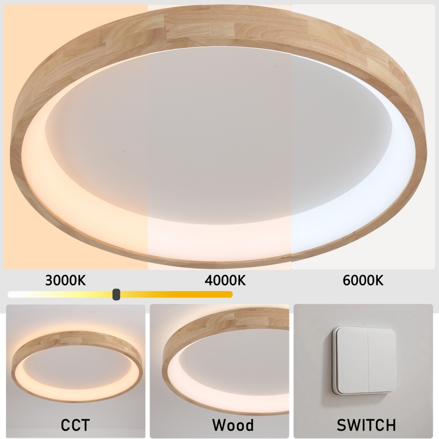 Brilagi - LED-plafondlamp FALCON WOOD LED/60W/230V 3000/4000/6000K Ø 80 cm hout