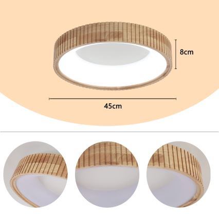 Brilagi - LED plafondlamp FALCON WOOD MODERN LED/30W/230V 3000/4000/6000K Ø 45 cm hout