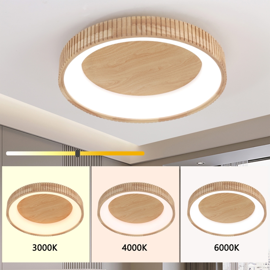 Brilagi - LED plafondlamp FALCON WOOD MODERN LED/40W/230V 3000/4000/6000K Ø 60 cm hout