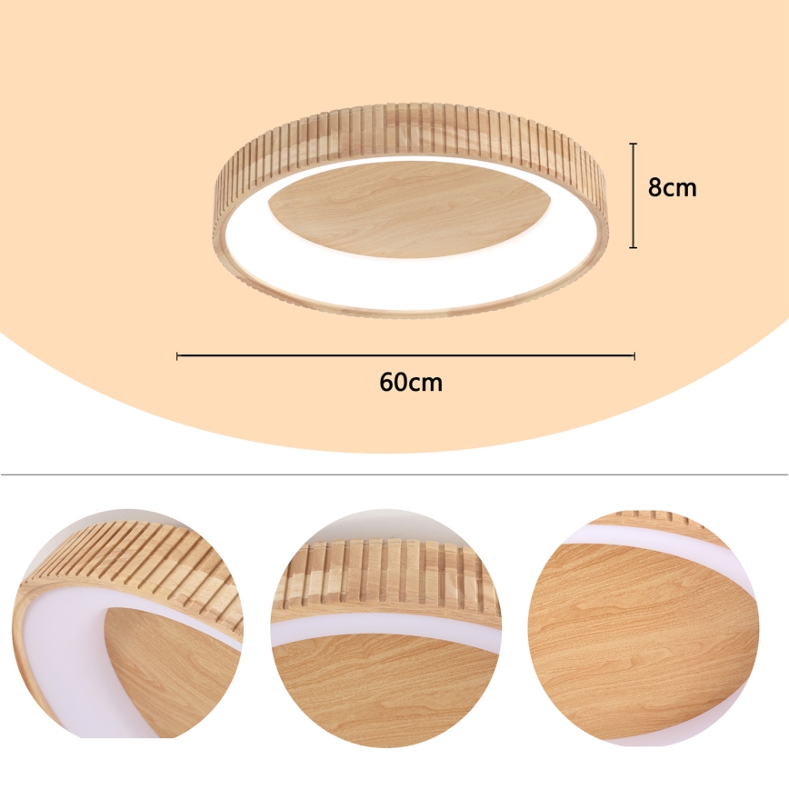 Brilagi - LED plafondlamp FALCON WOOD MODERN LED/40W/230V 3000/4000/6000K Ø 60 cm hout