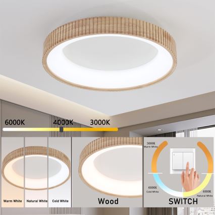 Brilagi - LED plafondlamp FALCON WOOD MODERN LED/40W/230V 3000/4000/6000K Ø 60 cm hout