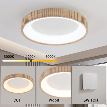 Brilagi - LED plafondlamp FALCON WOOD MODERN LED/40W/230V 3000/4000/6000K Ø 60 cm hout