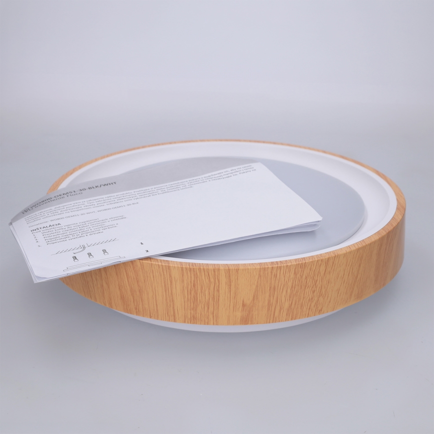 Brilagi - LED plafondlamp FLOCO LED/24W/230V Ø 30 cm houtdecor/wit