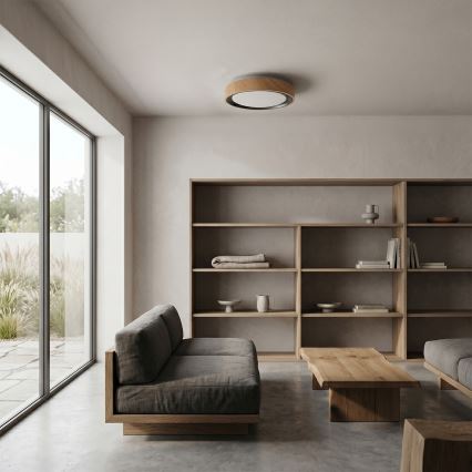 Brilagi - LED plafondlamp FLOCO LED/24W/230V Ø 30 cm houtdecor/zwart