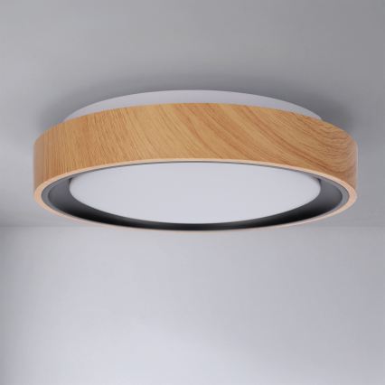 Brilagi - LED plafondlamp FLOCO LED/24W/230V Ø 30 cm houtdecor/zwart