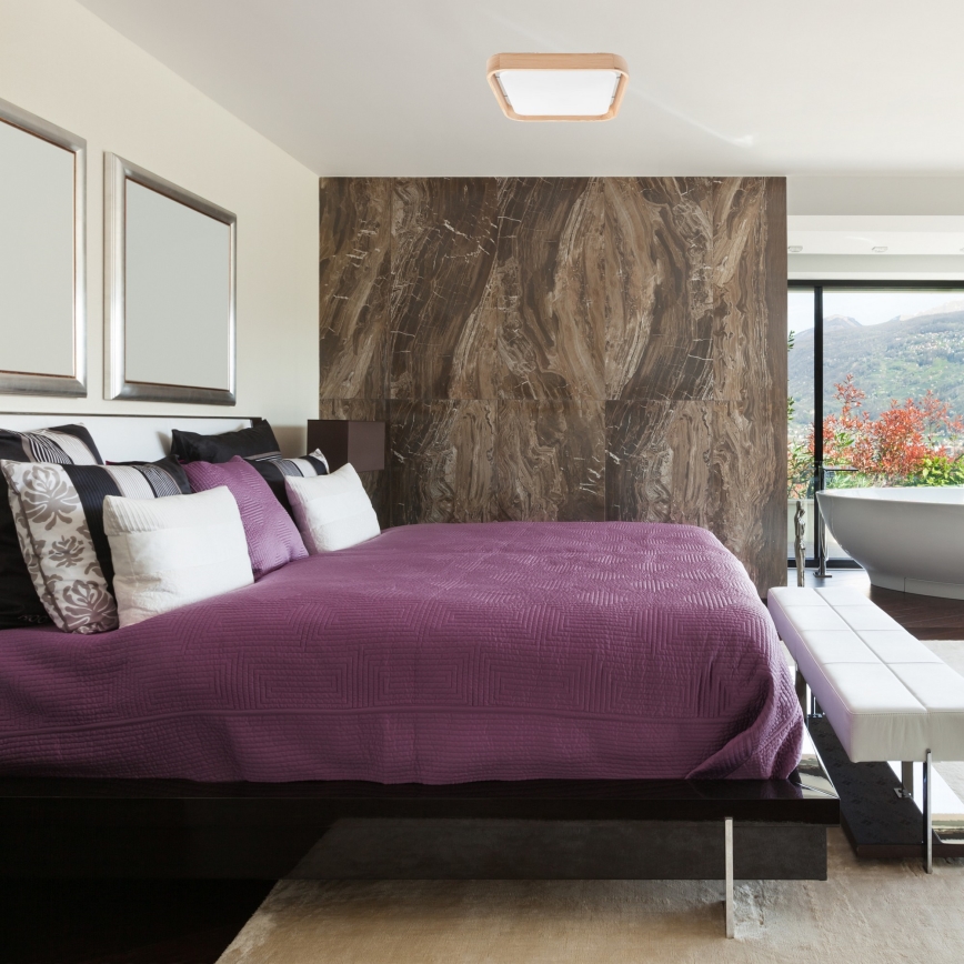 Brilagi - LED dimbare plafondlamp MANAROLA CUBIC LED/24W/230V 3000-6500K dennenhout + afstandsbediening