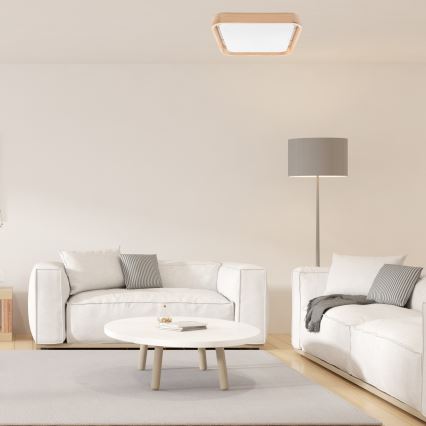 Brilagi - LED dimbare plafondlamp MANAROLA CUBIC LED/24W/230V 3000-6500K dennenhout + afstandsbediening