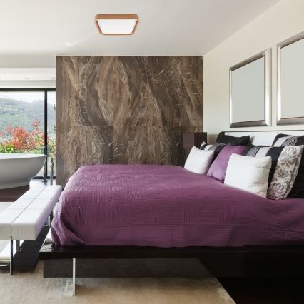 Brilagi - LED dimbare plafondlamp MANAROLA CUBIC LED/24W/230V 3000-6500K eiken + afstandsbediening