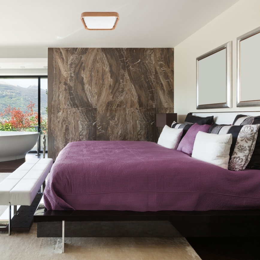 Brilagi - LED dimbare plafondlamp MANAROLA CUBIC LED/24W/230V 3000-6500K eiken + afstandsbediening